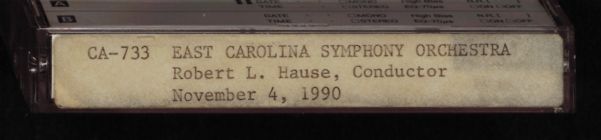 The East Carolina Symphony Orchestra. November 4, 1990 : Robert L. Hause, conductor ; Gerardo Ribeiro, violinist.